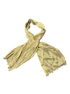Gold Scarf Sequin Bead Trim OS Gold Shimmer Shawl Neck Wrap Fashion Retro